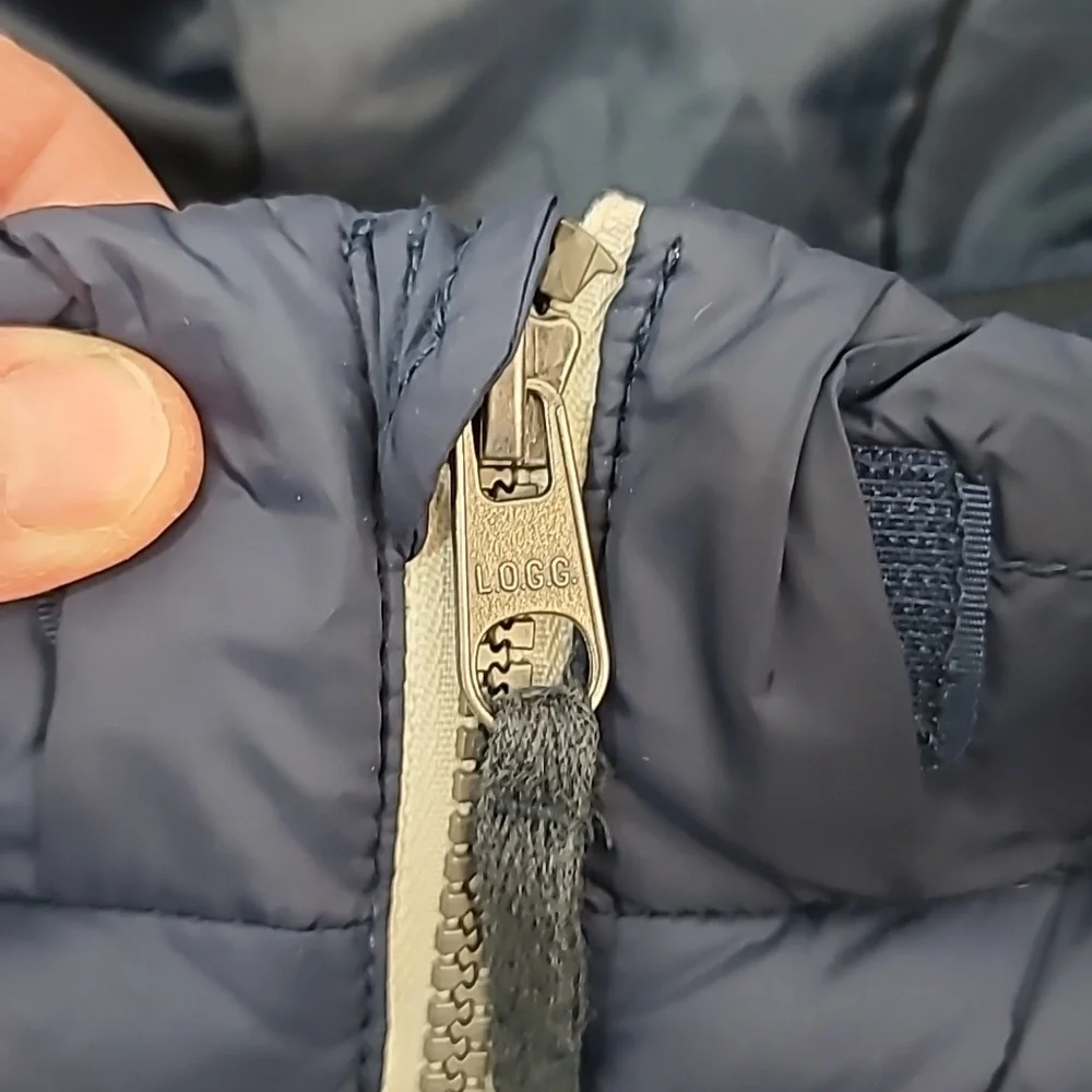 H & M L.O.G.G. Kids Hooded Zip Up Quilted Puffer Fleece Lined Vest/Jacket Navy